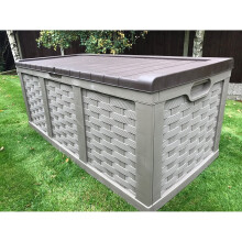 Starplast Jumbo XXL Rattan Style Outdoor Garden Storage Box With Piston Lid & Fully Water Proof