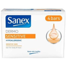 Sanex Dermo Sensitive Bar Soap, 4 x 90 g