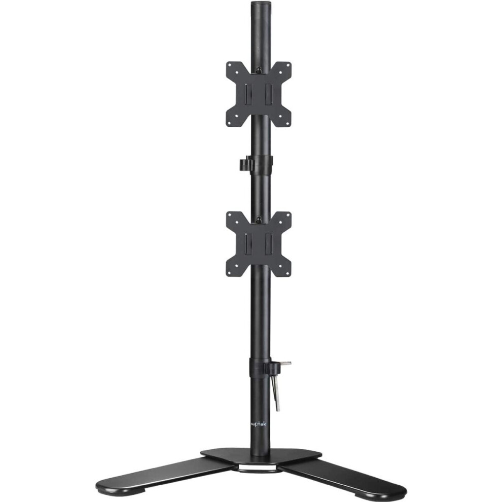 Visit-The-Suptek-Store Dual Monitor Mount, Vertical Monitor Stand For 2 13-27 Inch Monitors(80Cm Tall Pole) Monitor Stands For Desks Free-Standing,...