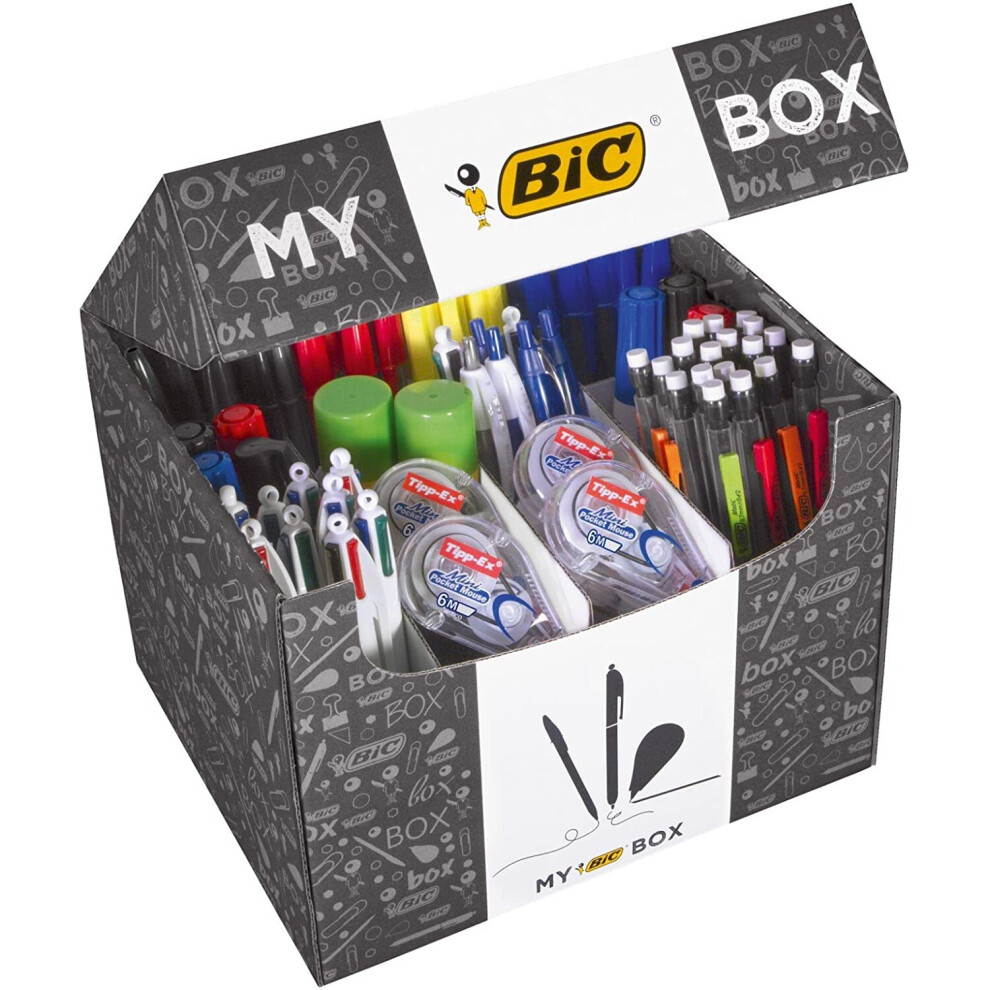 My BIC Box Stationery Gift Set and Variety Pack - Box of 124 Essential Stationary Products in Convenient Box for Home Office or...