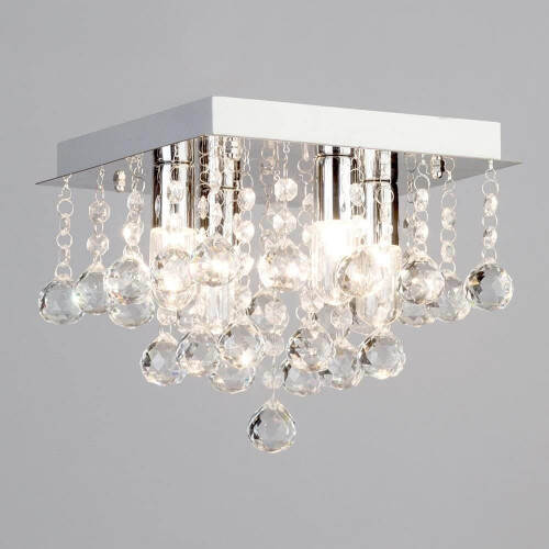 Litecraft Orlando Light Small Square Bathroom IP44 Rated Flush Mounted Ceiling Light in Chrome (4 Light) 2