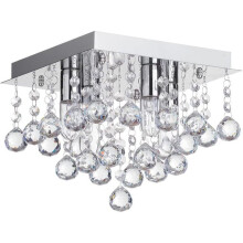 Litecraft Orlando Light Small Square Bathroom IP44 Rated Flush Mounted Ceiling Light in Chrome (4 Light)