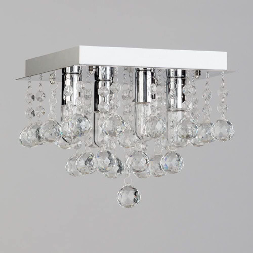 Litecraft Orlando Light Small Square Bathroom IP44 Rated Flush Mounted Ceiling Light in Chrome (4 Light) 1