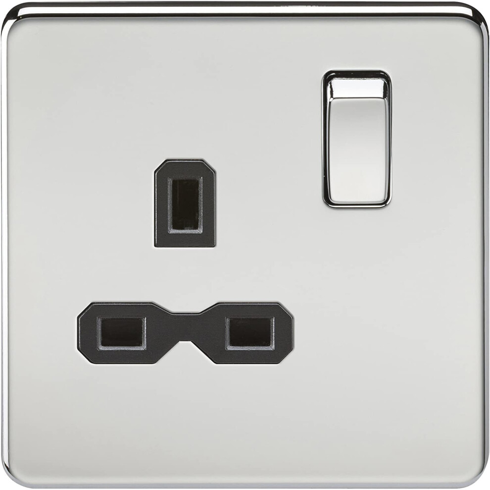 Knightsbridge Sfr7000pc Screwless 13A 1G Dp Switched Socket-Polished Chrome, Silver 5055832945253