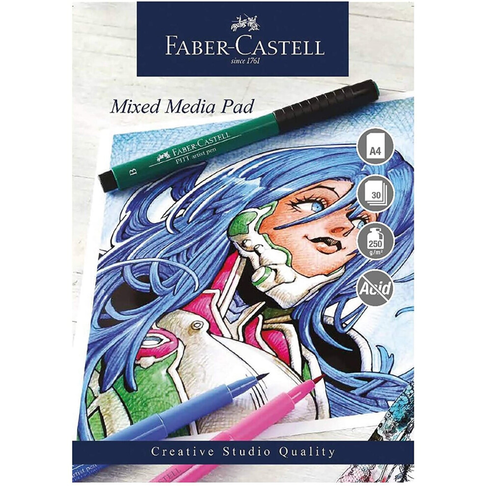 Faber-Castell Creative Studio Mixed Media Pad, A4 250 gsm Pad of 30 Sheets - ring binder