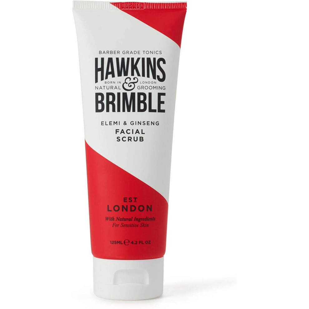 Hawkins & Brimble Mens Facial Scrub 125 ml - Walnut & Almond Pre Skin Face Exfoliator For Men | Pre Shave Lotion
