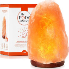 The Body Source Himalayan Salt Lamp (3-5kg) with Dimmer Switch - All Natural and Handcrafted with Wooden Base