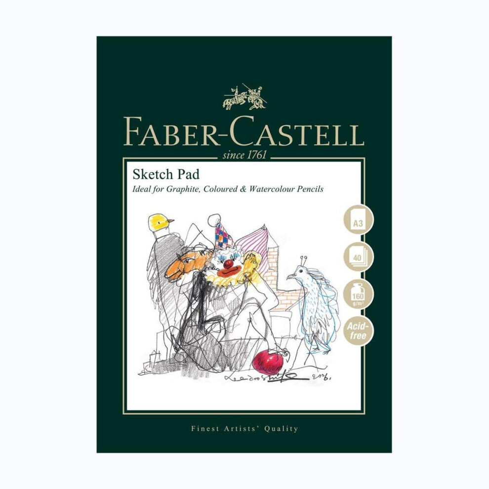 Faber-Castell Art & Graphic Sketch Pad, A3 160 GSM Pad of 40 Sheets, White