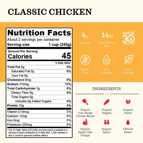Kettle & Fire, Bouillon d'Os, Poulet Classique, 16,9 oz (479 g) 1