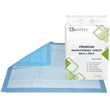 Omnitex 60 x 90cm Incontinence Bed Pads - 1400ml - 2000ml Disposable Absorbing Sheets (25x Pads - Premium (1400ml))