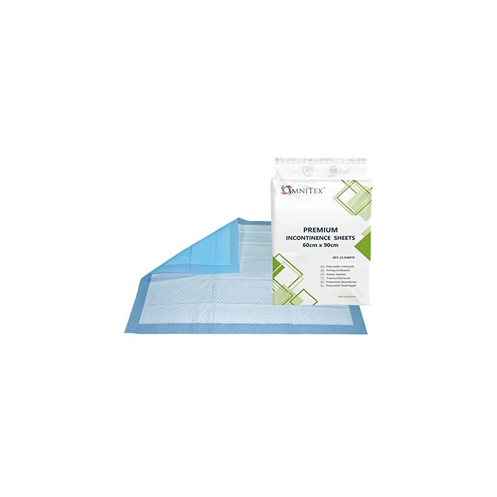 Visit-The-Omnitex-Store Omnitex 60 X 90Cm Incontinence Bed Pads - 1400Ml - 2000Ml Disposable Absorbing Sheets (25X Pads - Premium (1400Ml))