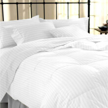 Sapphire Collection 100% Stripe TC400 Egyptian Cotton Duvet Quilt Cover Pillow Cases (Double, White)