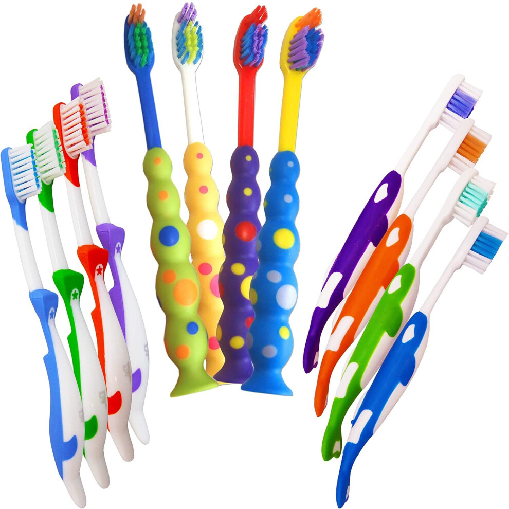 Childrens Toothbrushes ~ Bulk Pack of 12 Manual Kids Toothbrushes (Classic Set)