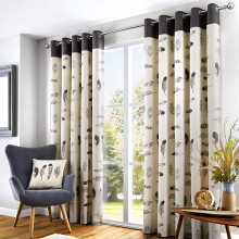 Fusion - Idaho - 100% Cotton Ready Made Eyelet Curtains - 90" Width x 72" Drop (229 x 183cm) in Charcoal Grey