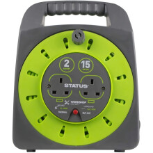 Status 15 m 13 A 2 Socket Outlet Cable Reel - Green/Grey