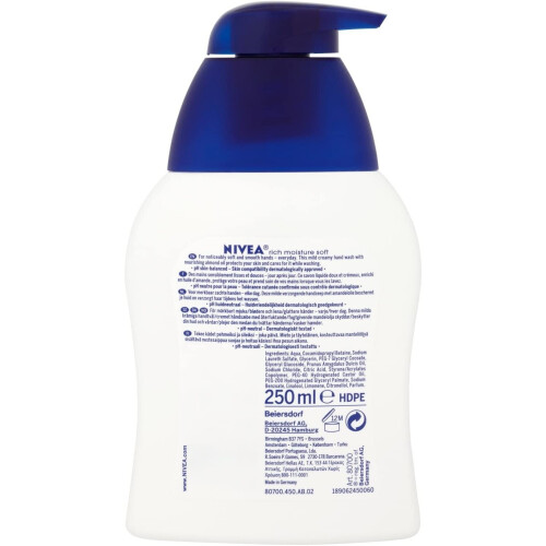NIVEA NIVEA Hand Wash, Rich Moisture Soft Soap, Pack of 6 (6 x 250ml), Moisturising Hand Soap Gently Cleanses and Cares for Your Skin... 1