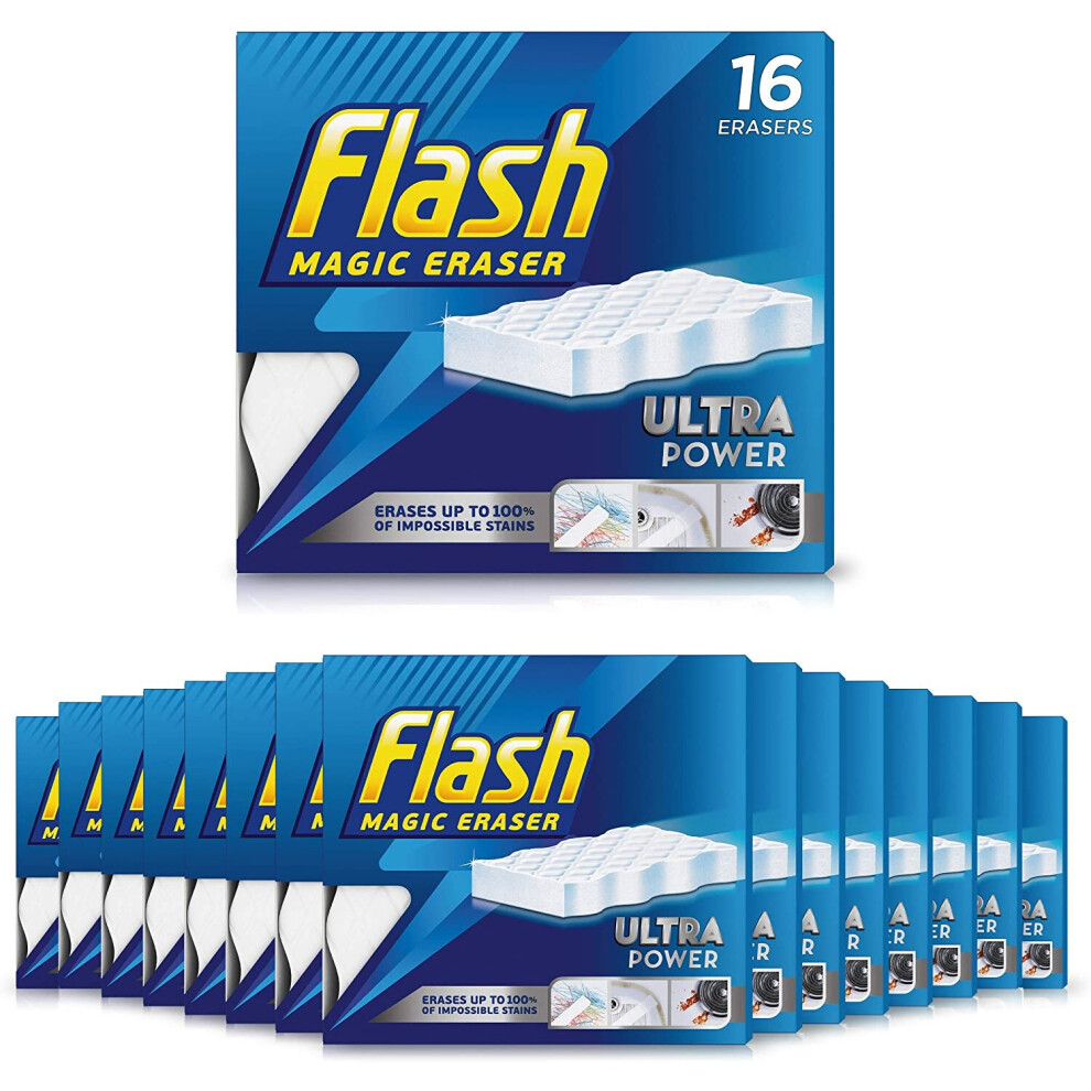 Flash Ultra Power Magic Eraser, Stain Remover, 32 Count (16 x 2)