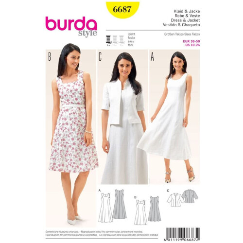 Burda B9672 Modello Tuta Ragazzi Taglie 104-164 Cartamodello Burda B6672 - Per Maglietta E Vestito Modello Cucito Livello 2