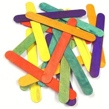 Pack Of 100 Multi Coloured Jumbo Sized Wooden Art & Craft Lollipop Sticks