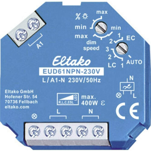 Eltako EUD61NPN-230V Universal Dimmer Switch 230 V Power MOSFET ESL LED