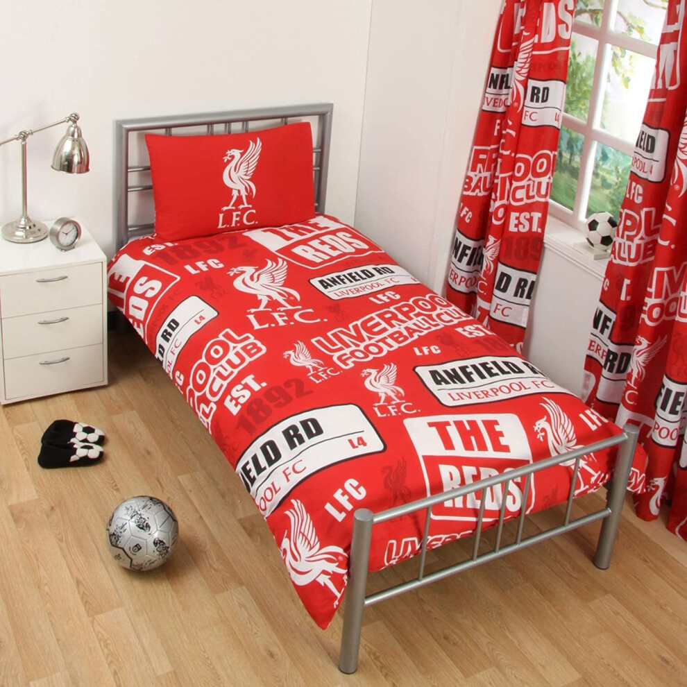 Liverpool FC Patch Single Duvet Cover and Pillowcase Set