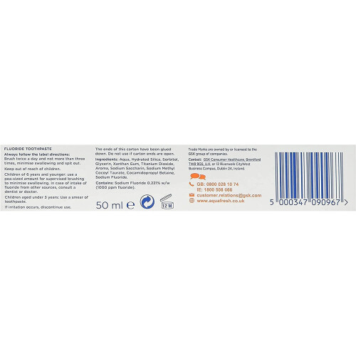 Aquafresh Milk Teeth Toothpaste 50ml Case of 4 1