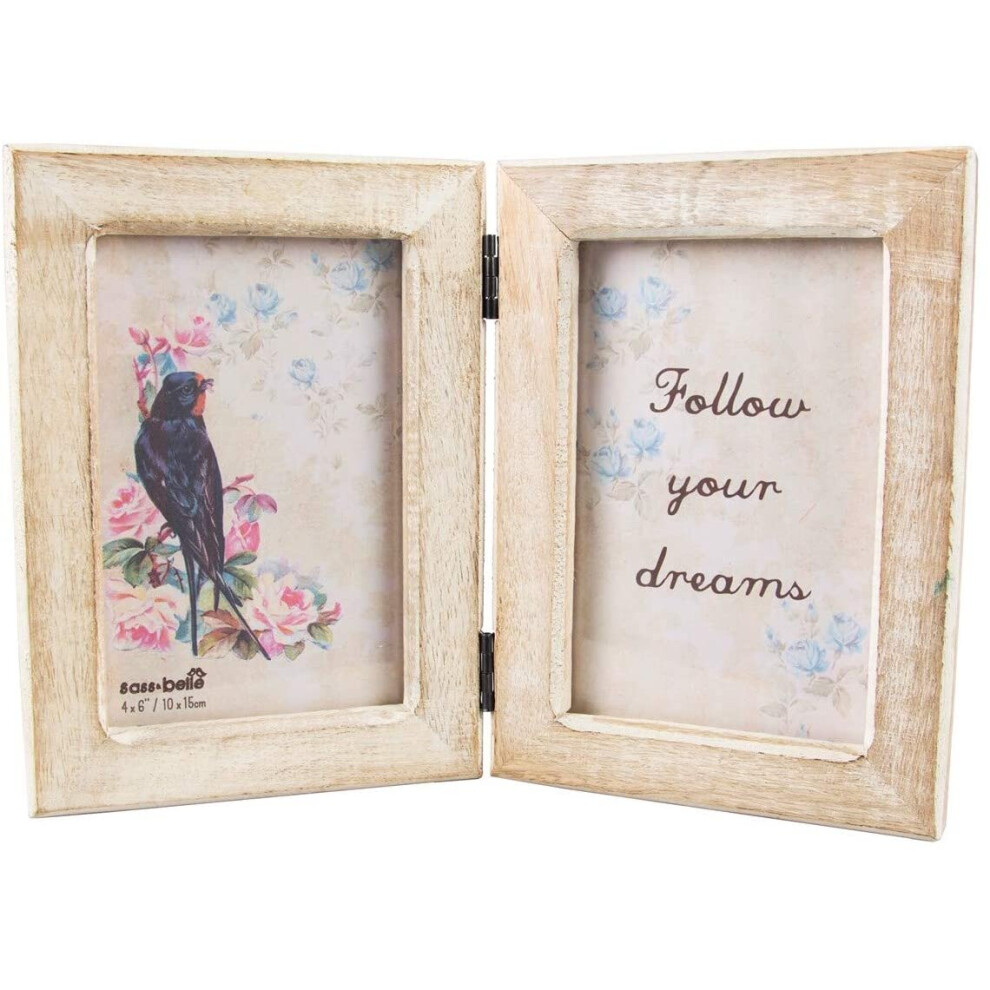Sass & Belle Double White Wood Photo Frame