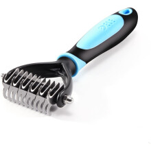 Magicfly Dog Grooming 2 In 1 Pet Comb + Rake (11+6 Teeth), Pet Undercoat Dematting, Cats (Blue)