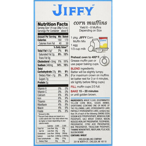 Jiffy Corn Muffin Mix - Make Corn Bread Quick and Easy, 240 g (6-Pack) 1