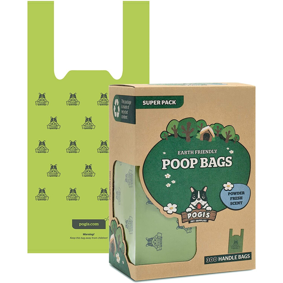 Pogi's Poop Bags - 300 Dog Poo Bags with Easy-Tie Handles - Scented, Leak-Proof, Biodegradable Poo Bags for Dogs