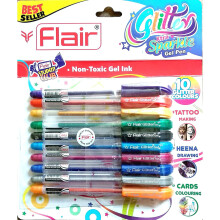 Flair Xtra Sparkle Glitter Gel 10 Colors Xtra Sparkle Gel Pen