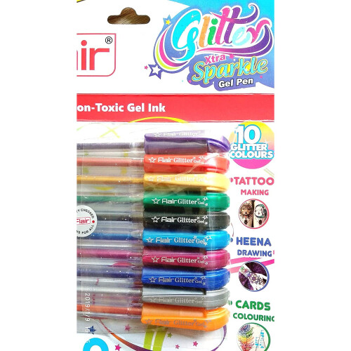 Flair Xtra Sparkle Glitter Gel 10 Χρώματα Γυαλιστερό Στυλό 1