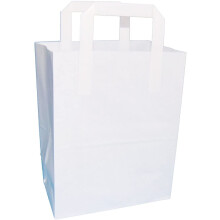 50 White"Medium" SOS Takeaway Paper Carrier Bags 215x255x115mm - Choose Your Size and Quantity