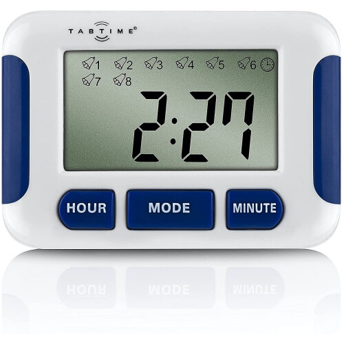 TabTimer, Electronic Pill Reminder with 8 Alarms per Day, Essential for Parkinson's Patients