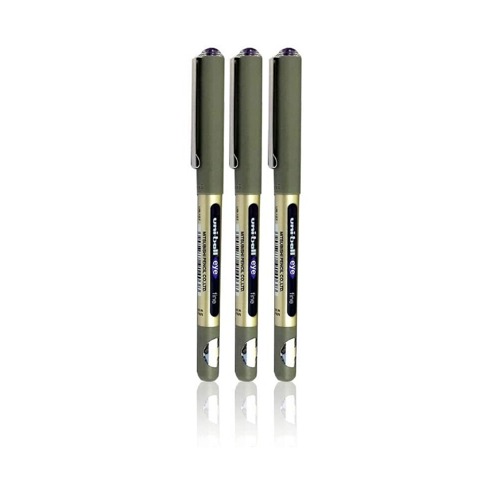 Uni-Ball Eye Ub-157 Rollerball Pen Violet [Pack Of 3] Medium 0.7Mm Ball