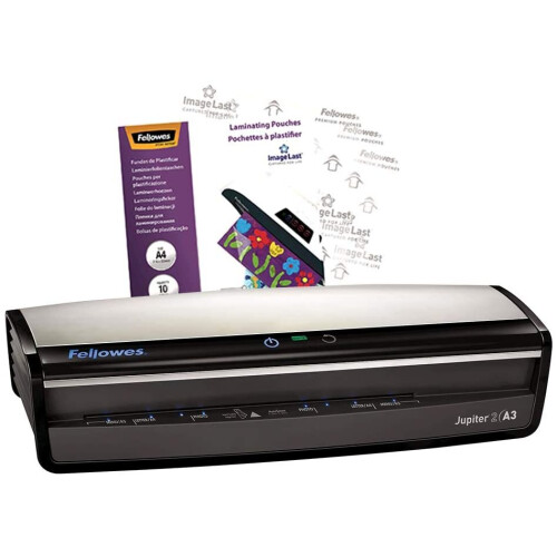 Fellowes Fellowes Jupiter 2 A3 Office Laminator, 80-250 Micron, Rapid 1 Minute Warm Up Time, Including 10 Free Pouches