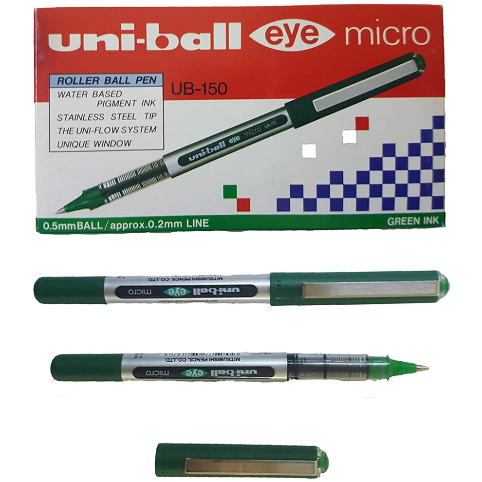 UNI-BALL EYE UB-150 GREEN [Pack of 12] MICRO 0.5mm TIP ROLLERBALL PEN