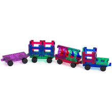 Playmags 20 Piece Train Set: Now with Stronger Magnets, Sturdy, Super Durable with Vivid Clear Color Tiles