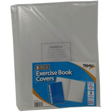 Tiger Stationery Clear Exercise Book Covers (240mm x 183mm) Strong Plastic Protecting Sleeves School Notebook (3 Pack)