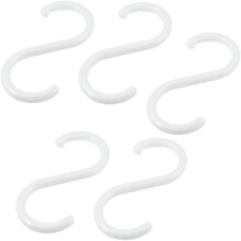 Sourcingmap a13030600ux0827 Plastic S-Shape Clothing Baskets Hanger Hook - White (5 Pieces)