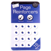 PT918 Just Stationery Hole Reinforcers Label, White - 512 Sticky-Backed Reinforcers for Punched Paper in Ring Binders