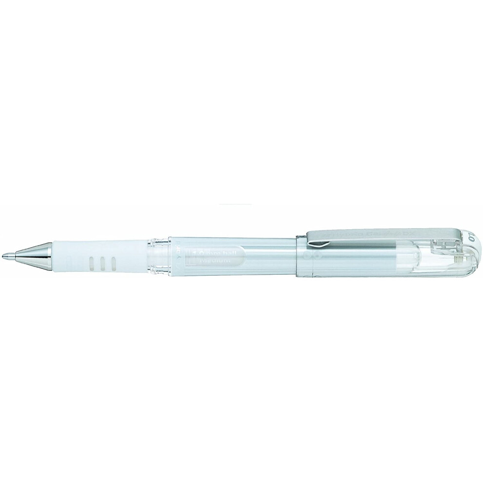 Pentel 1.0mm Tip Hybrid Gel Grip Dx Ultra Smooth Pigment Ink Pen with Chunky Barrel - White (Pack of 12)