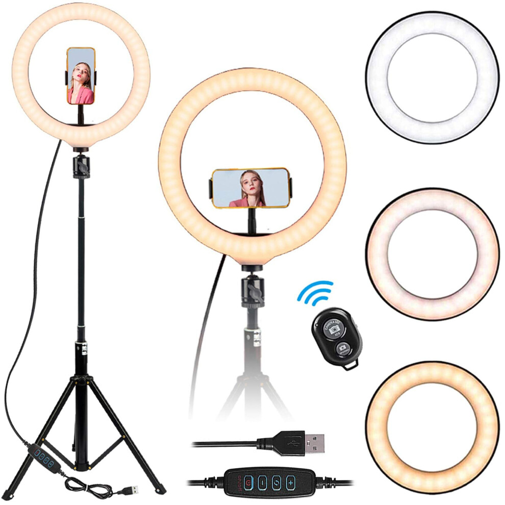 10'' Selfie Ring Light - LED Ring Light with Tripod Stand, Adjustable Phone Ring Light Compatible