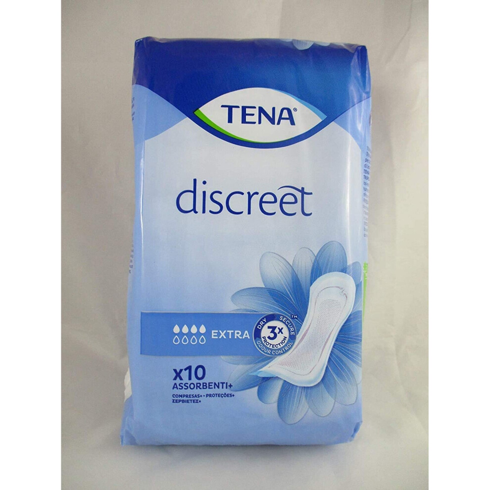 Tena Lady Extra Pads - 3 Packs of 10 (Total 30 Pads)