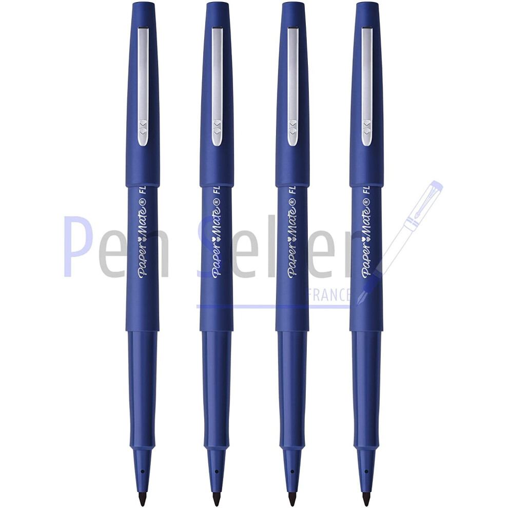 Papermate Flair Original Felt-Tip Pens Medium 1.0mm Tip 0.8mm Line Pack of 4 Ink Colour Blue