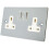 A5 SOC2GCFWC 2 Gang-Polished Chrome Flat-White Insert Metal Switch-13A Double Wall Plug Socket 1