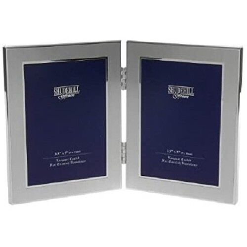 Satin Silver Double Photo Frame Picture Gift 3x5 Inch