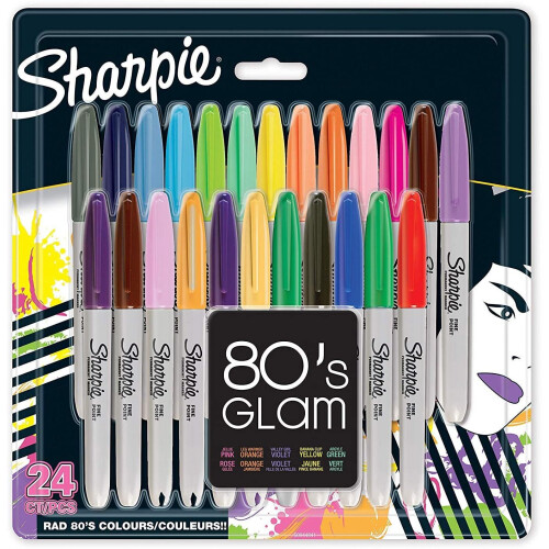 Sharpie Sharpie Permanent Markers | Fine Point | 80s Glam Colours | 24 Count