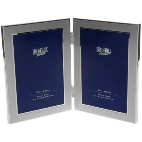Satin Silver Double Photo Frame Picture Gift 4x6 Inch