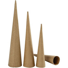 Coni in carta pesta da decorare - 20 a 30 cm - 3 pezzi